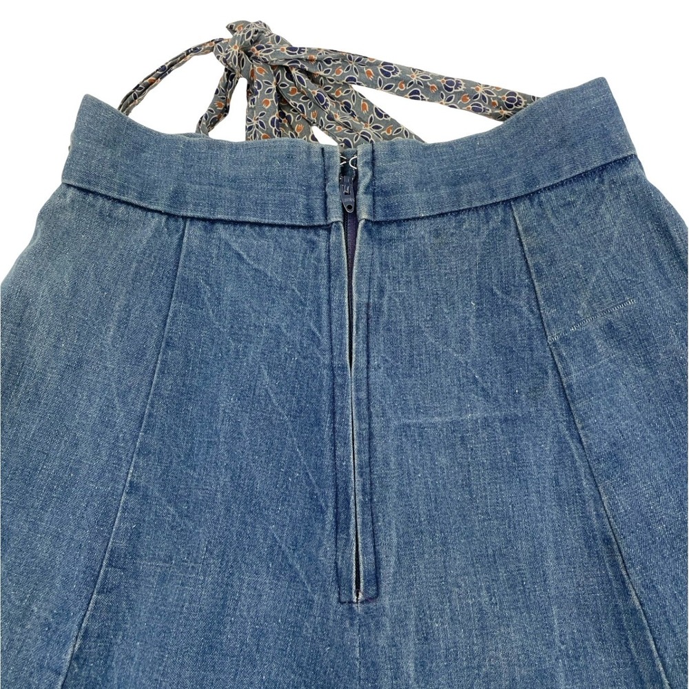 1970 Born Free Women's Skirt Patchwork Blue Denim Vintage Small - Picture 6 of 8